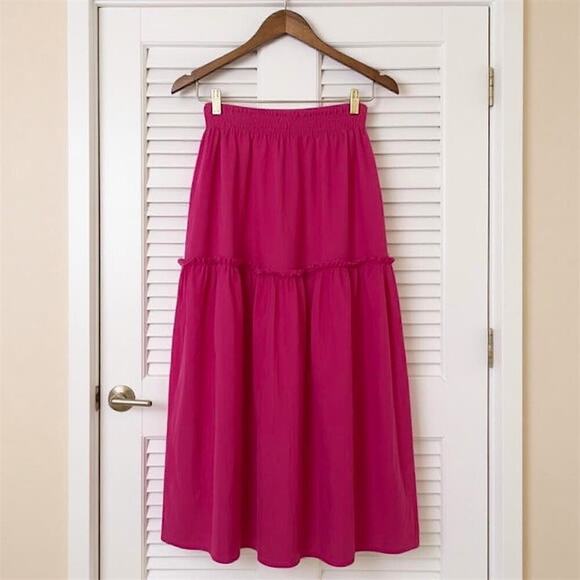 ELF Annabelle Linen Maxi Skirt Magenta Pink M Cottagecore - Picture 7 of 10